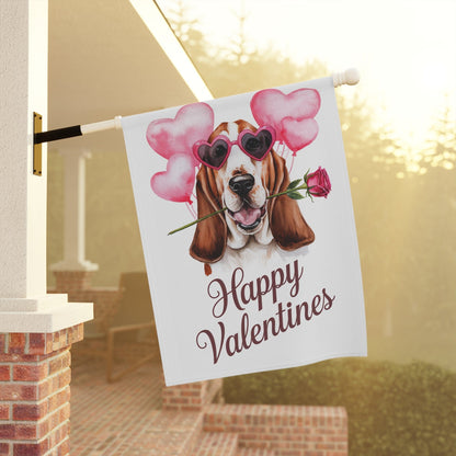 Printify Home Decor Basset Hound Valentines Day Home Decorative Garden Flag, Funny Dog Lovers, Spring Outdoor