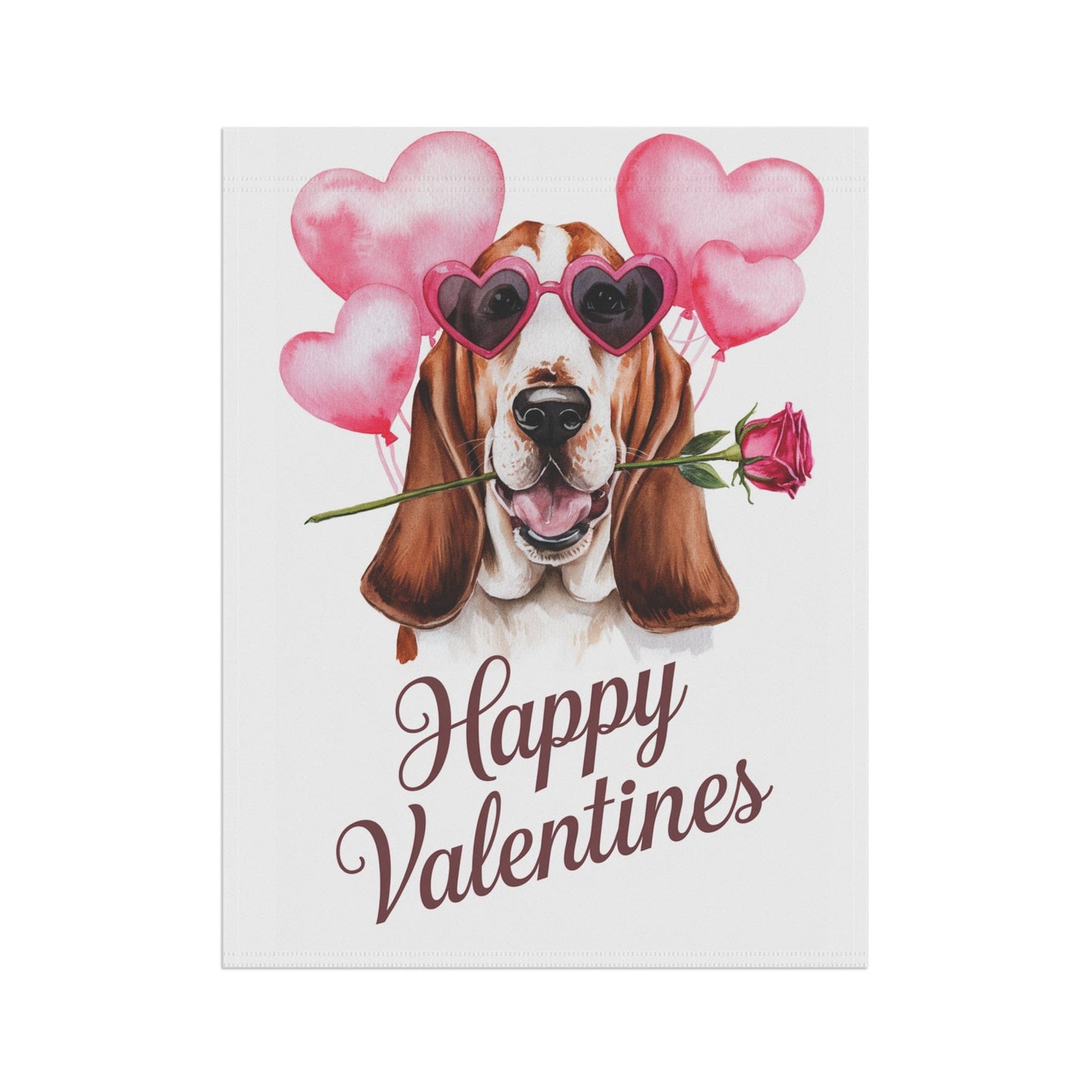 Printify Home Decor Basset Hound Valentines Day Home Decorative Garden Flag, Funny Dog Lovers, Spring Outdoor