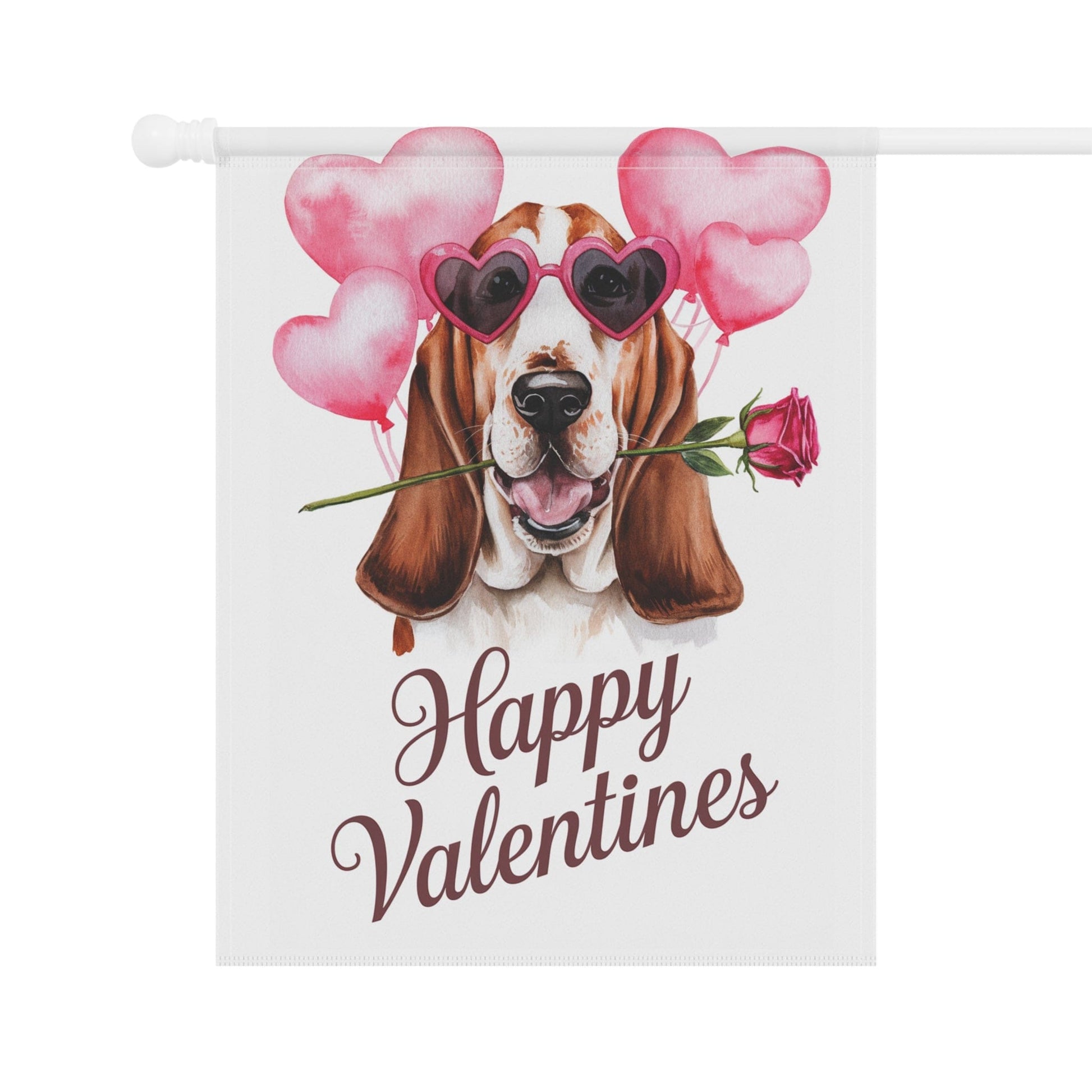 Printify Home Decor Basset Hound Valentines Day Home Decorative Garden Flag, Funny Dog Lovers, Spring Outdoor