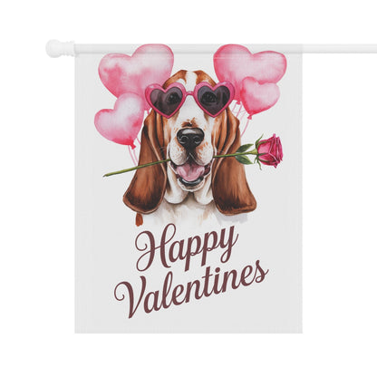 Printify Home Decor Basset Hound Valentines Day Home Decorative Garden Flag, Funny Dog Lovers, Spring Outdoor