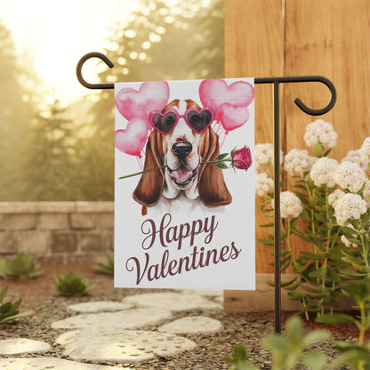 Printify Home Decor Basset Hound Valentines Day Home Decorative Garden Flag, Funny Dog Lovers, Spring Outdoor