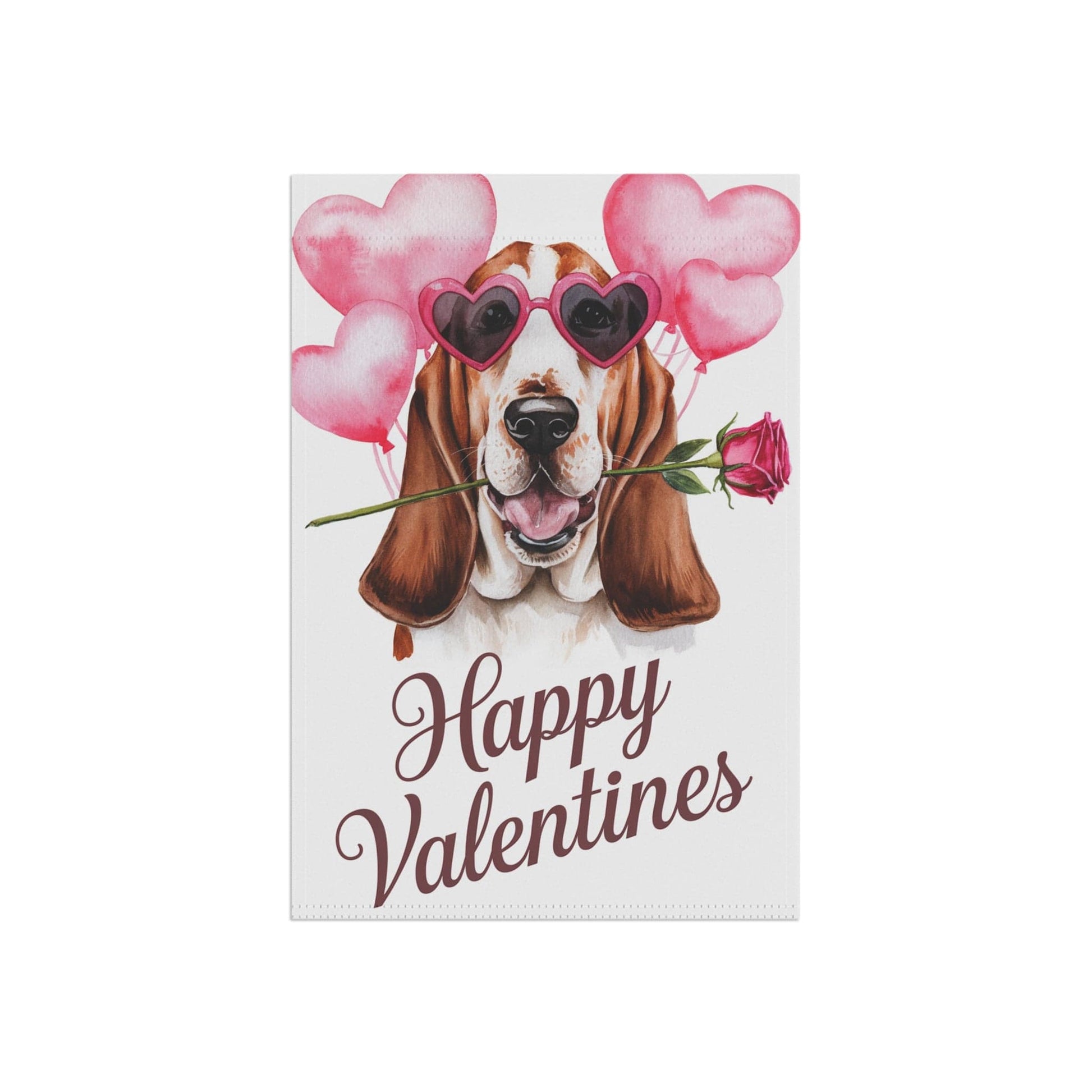 Printify Home Decor Basset Hound Valentines Day Home Decorative Garden Flag, Funny Dog Lovers, Spring Outdoor
