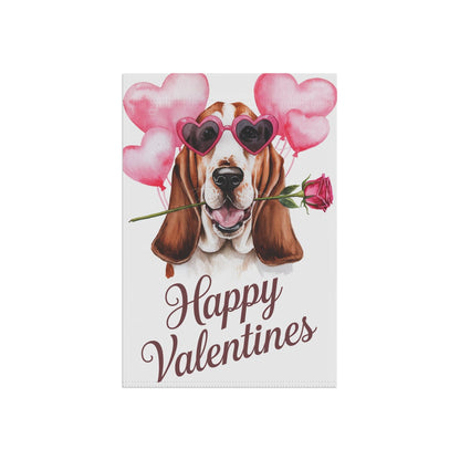 Printify Home Decor Basset Hound Valentines Day Home Decorative Garden Flag, Funny Dog Lovers, Spring Outdoor