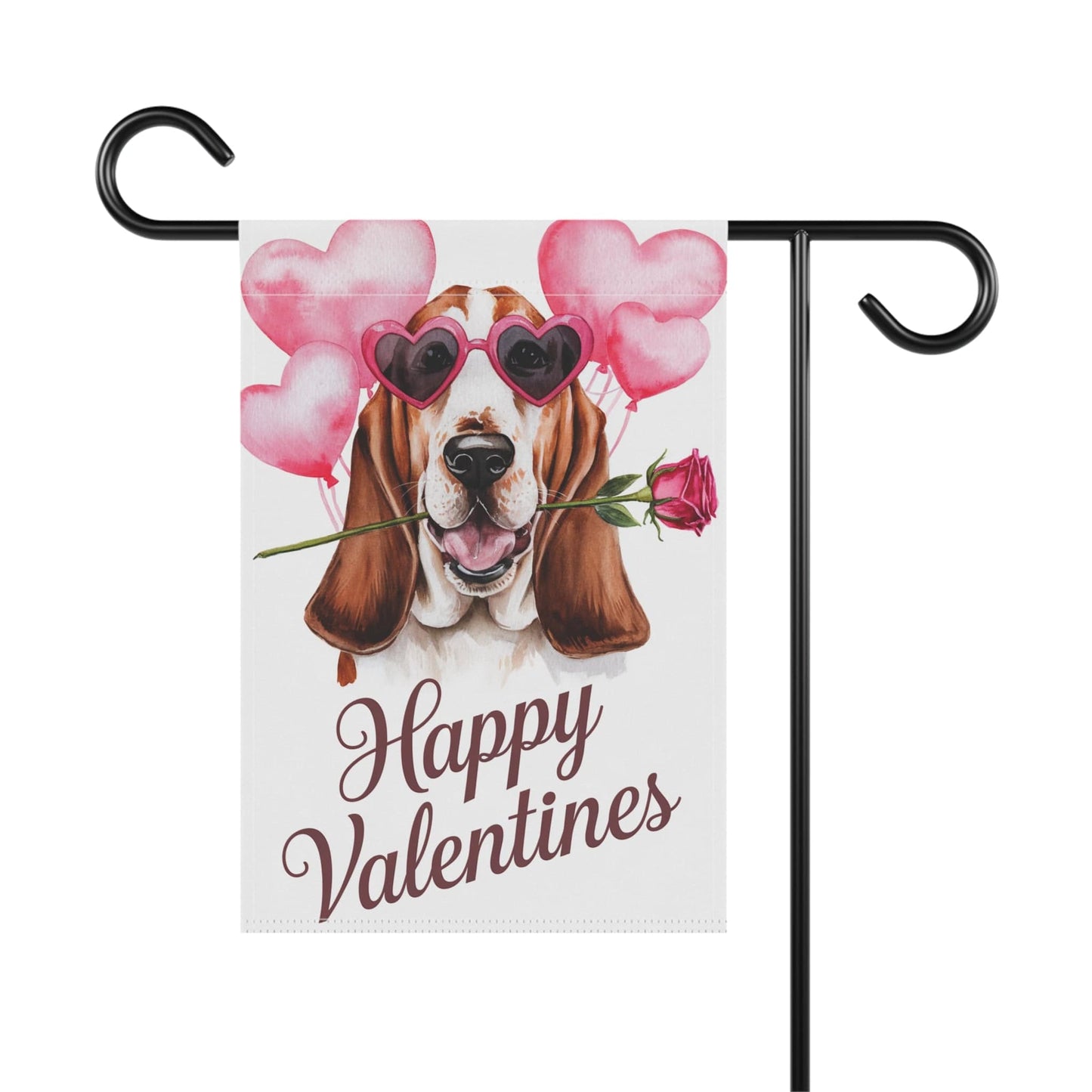 Printify Home Decor Basset Hound Valentines Day Home Decorative Garden Flag, Funny Dog Lovers, Spring Outdoor