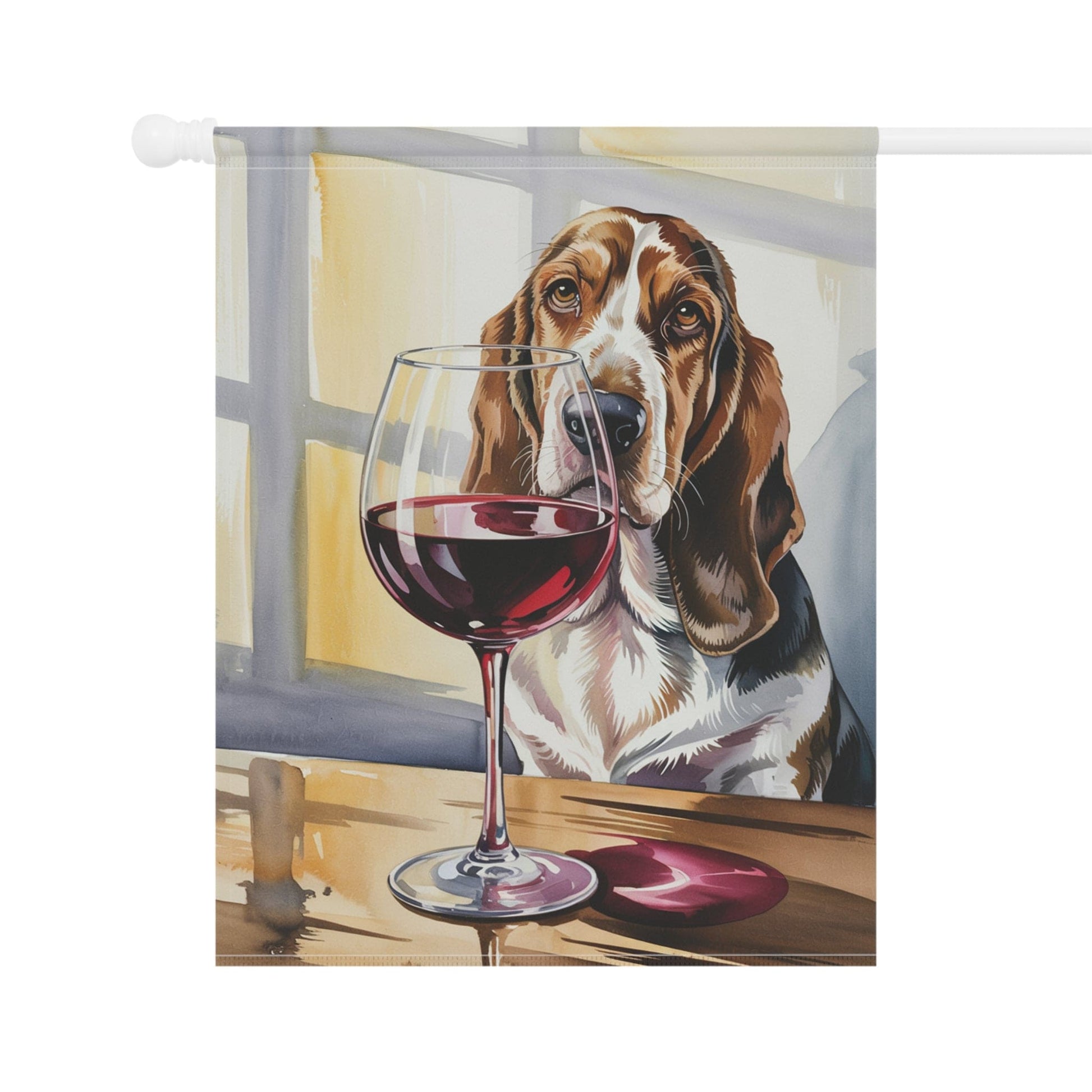 Printify Garden Flag Basset Hound Wine Garden Flag