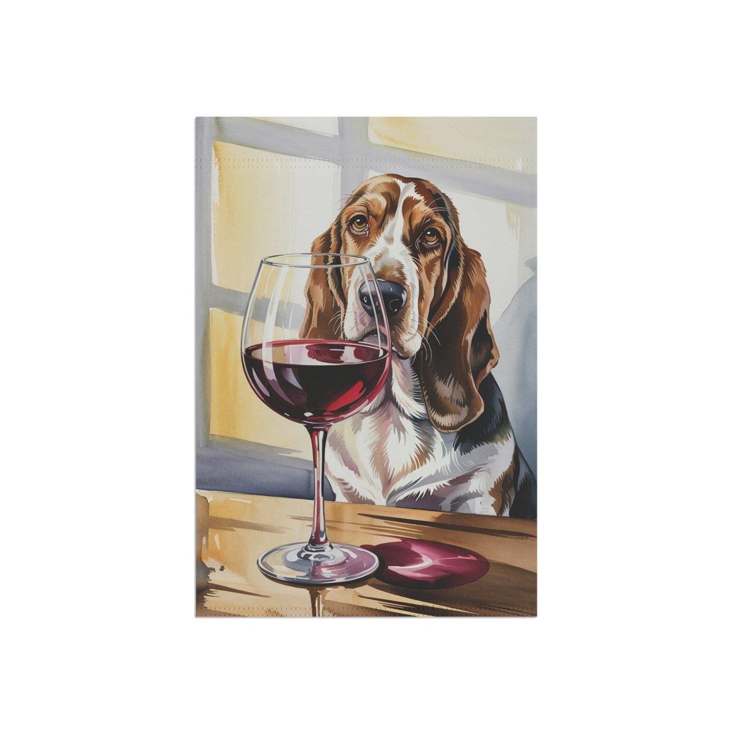 Printify Garden Flag Basset Hound Wine Garden Flag