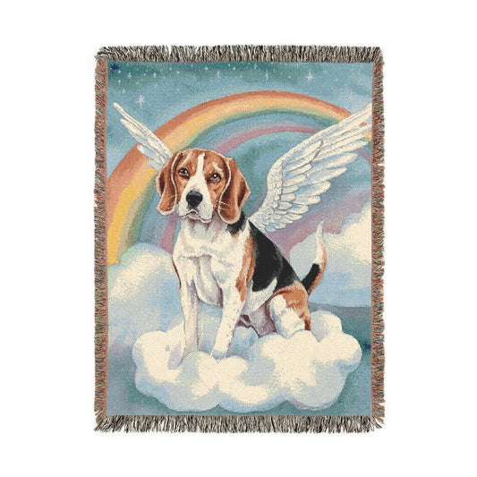Printify Blanket Beagle Angel Woven Blanket
