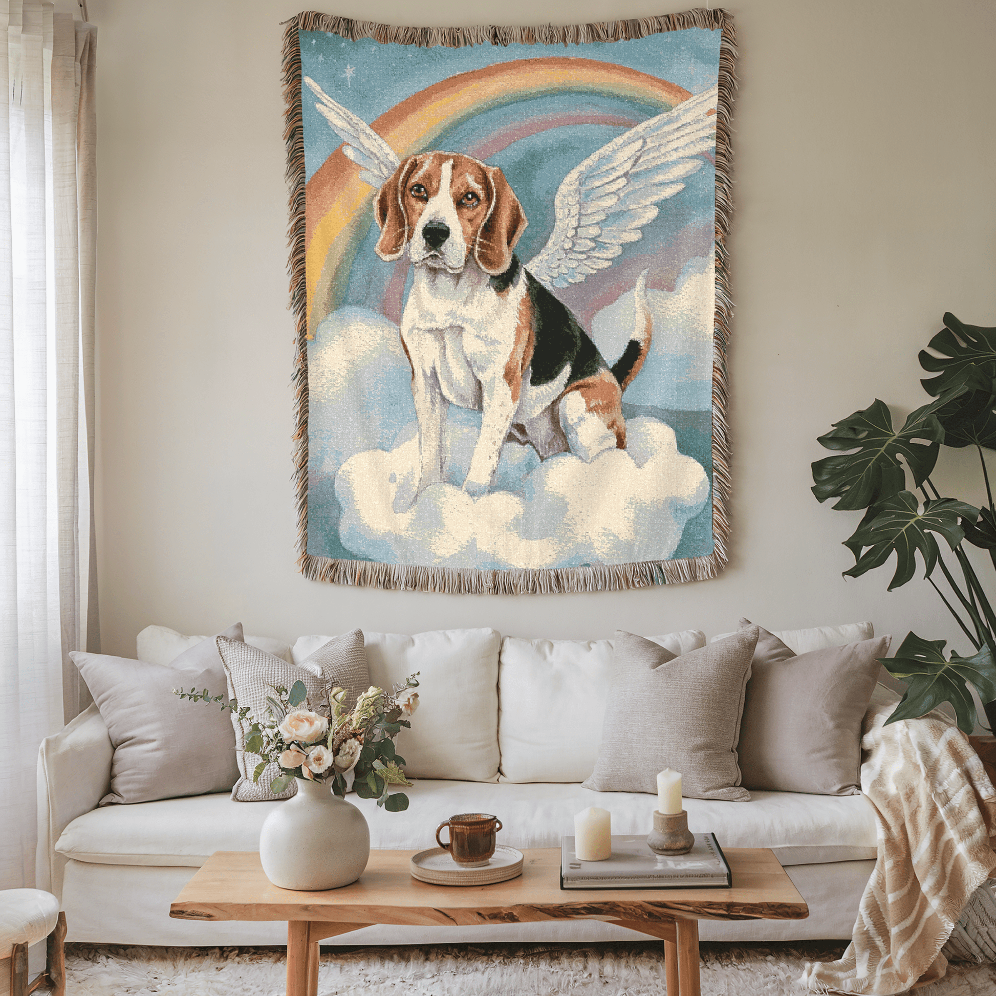 Printify Blanket Beagle Angel Woven Blanket