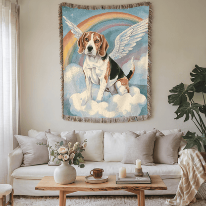 Printify Blanket Beagle Angel Woven Blanket
