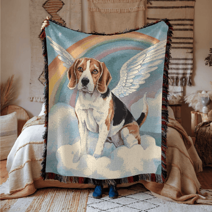 Printify Blanket Beagle Angel Woven Blanket