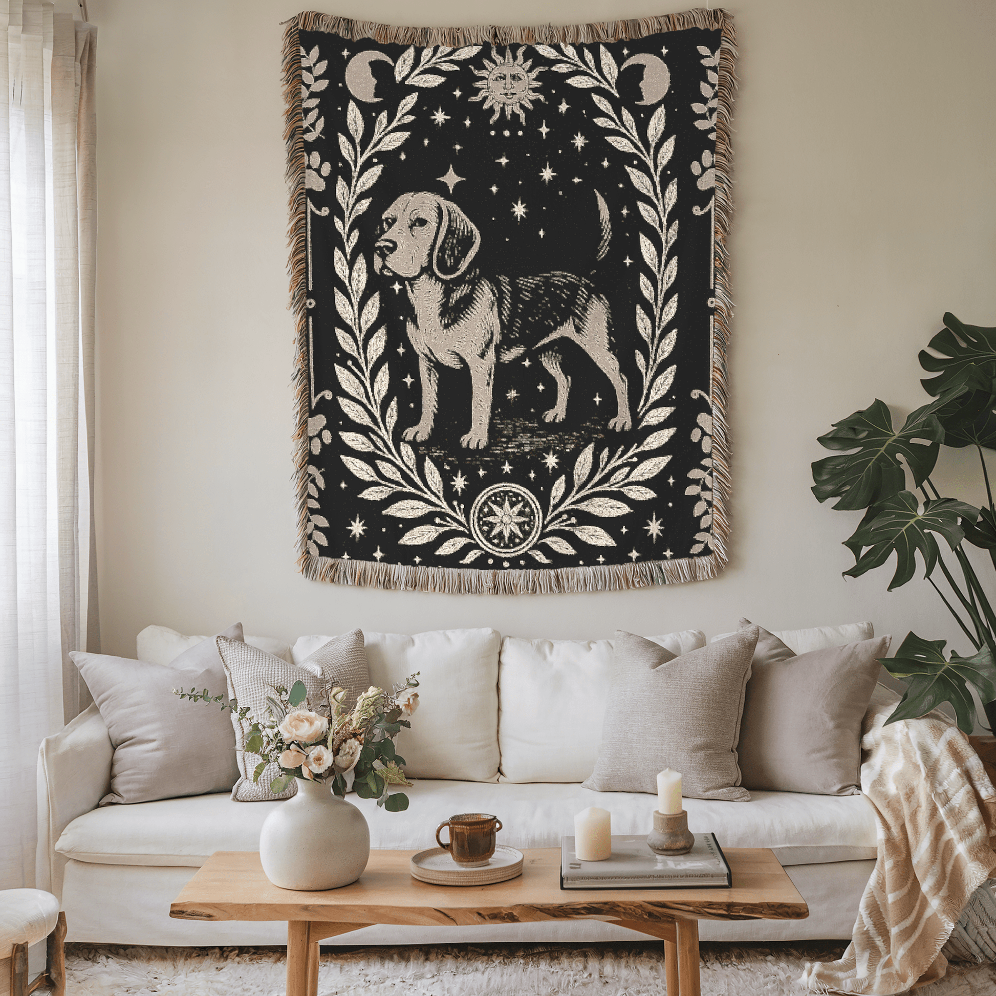 Printify Blanket Beagle Dog Celestial Woven Blanket