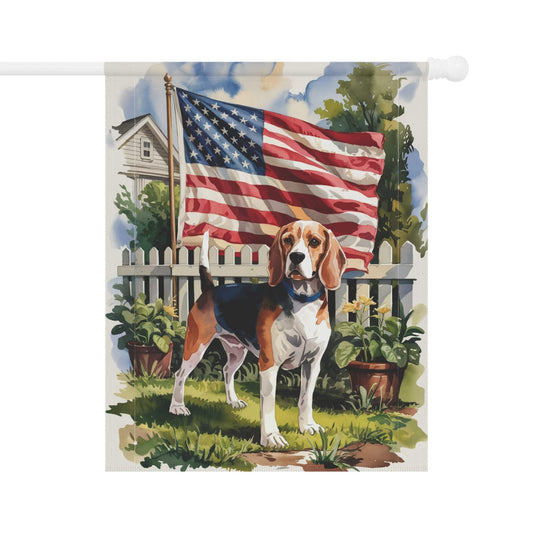 Printify Home Decor 24.5'' × 32'' Beagle Dog Garden Flag, 4th of July, US Flag Yard Outside Decor, Patriotic Housewarming