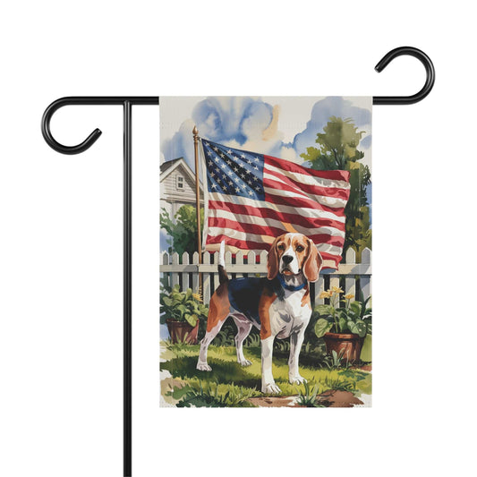 Printify Home Decor 12'' × 18'' Beagle Dog Garden Flag, 4th of July, US Flag Yard Outside Decor, Patriotic Housewarming