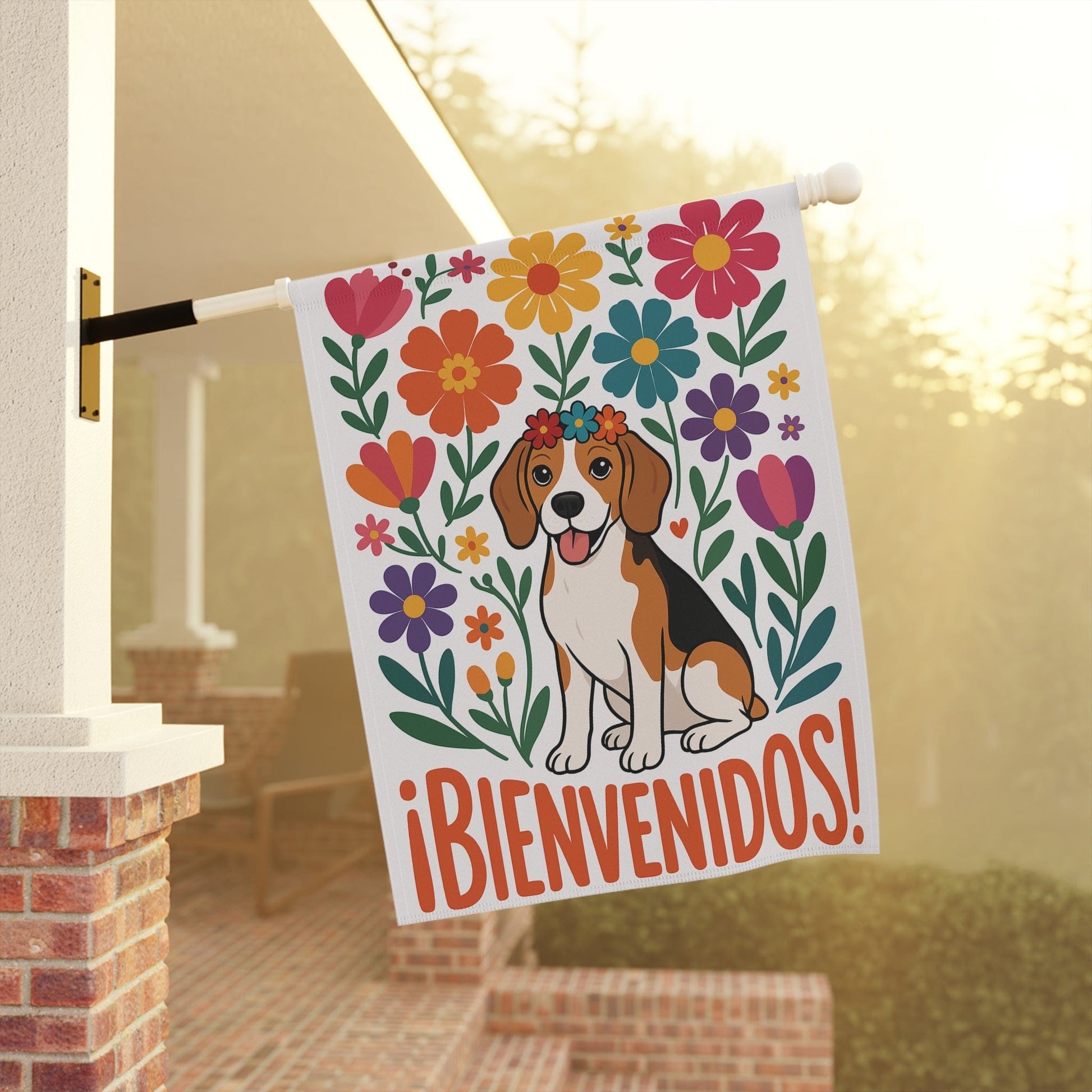 Printify Home Decor Beagle Dog Garden Flag, Spanish Front Yard Decor, Outdoor Spring Decoration