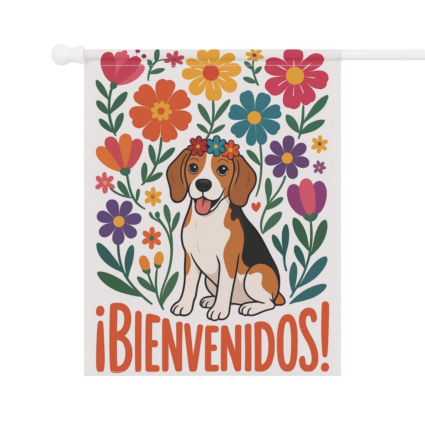 Printify Home Decor Beagle Dog Garden Flag, Spanish Front Yard Decor, Outdoor Spring Decoration