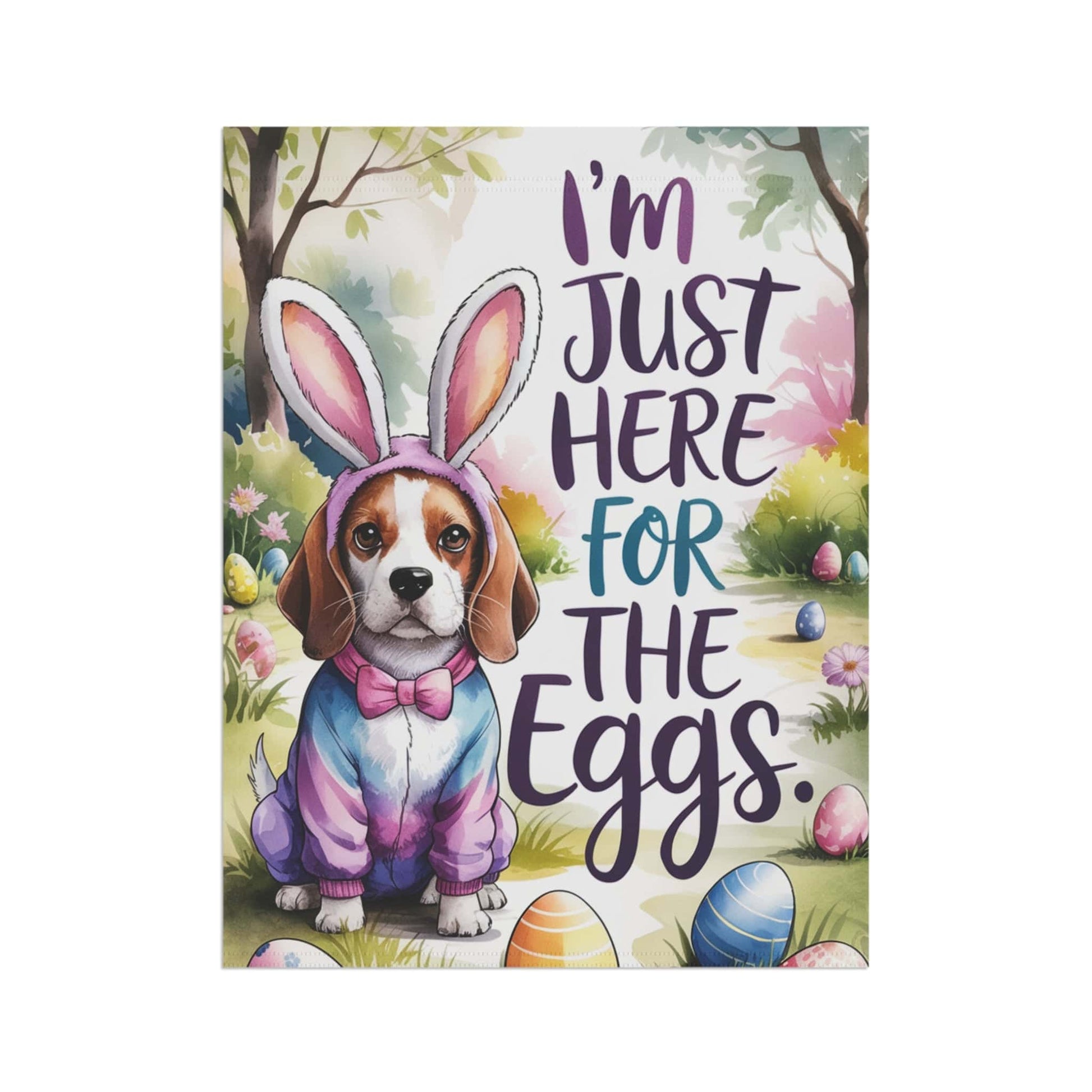 Printify Home Decor Beagle Easter Garden Flag, Saint Patricks Day Funny Dog Lovers Yard Outside Decor