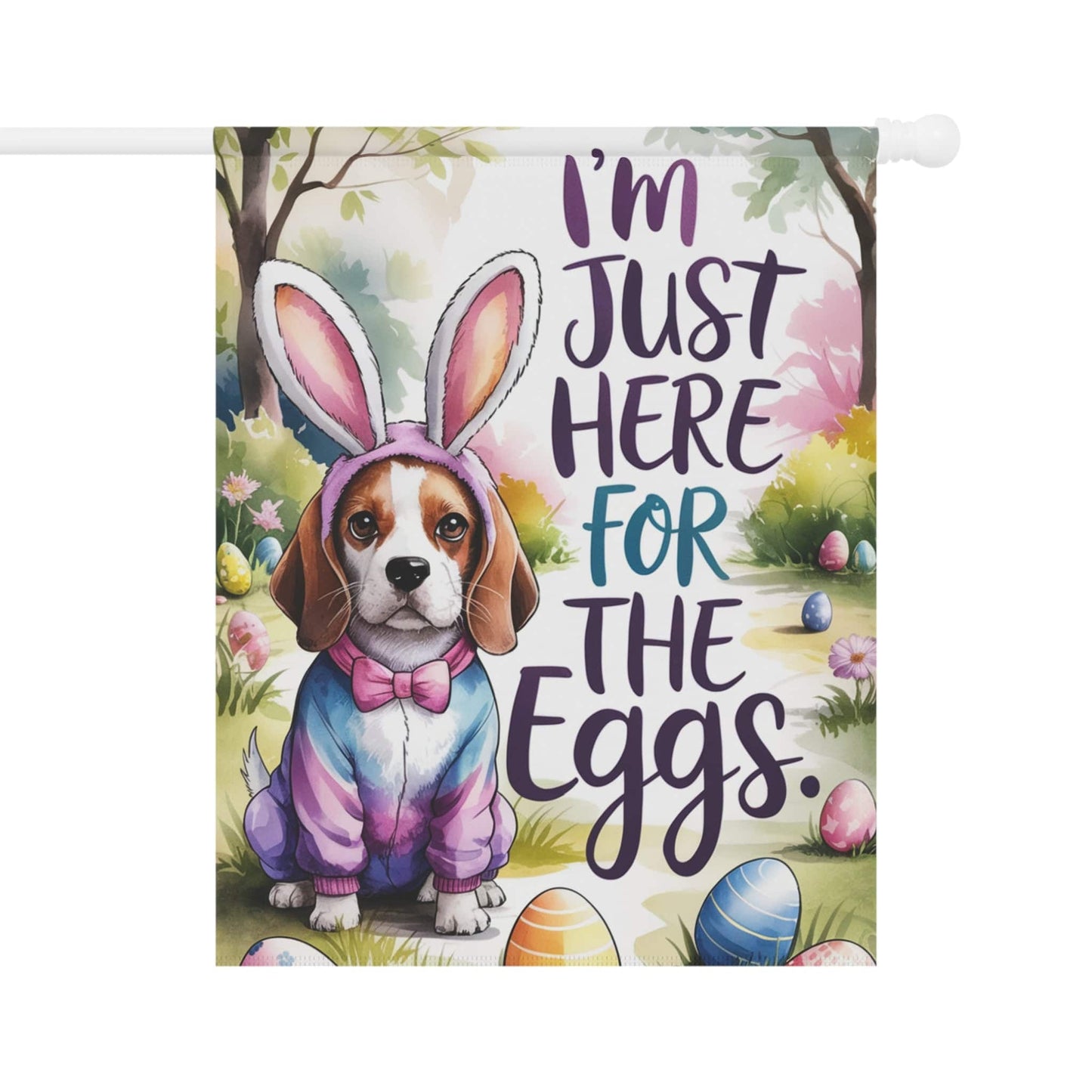 Printify Home Decor 24.5'' × 32'' Beagle Easter Garden Flag, Saint Patricks Day Funny Dog Lovers Yard Outside Decor