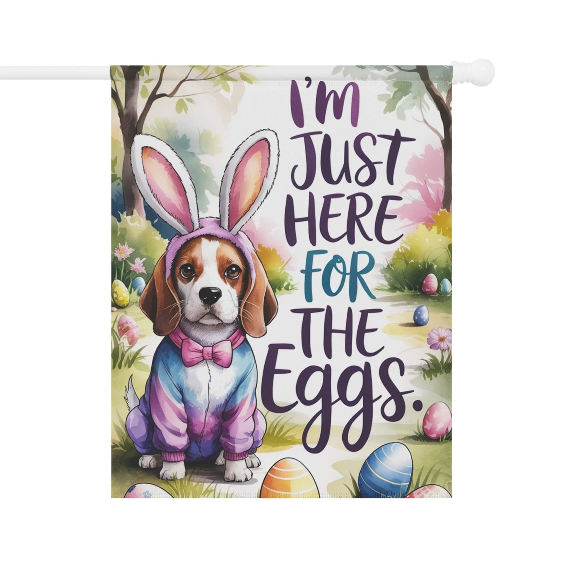 Printify Home Decor 24.5'' × 32'' Beagle Easter Garden Flag, Saint Patricks Day Funny Dog Lovers Yard Outside Decor