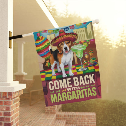 Printify Home Decor Beagle Hound Dog Garden Flag, Cinco de Mayo Fiesta, Margarita Drinking Decor