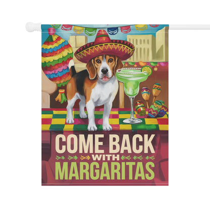 Printify Home Decor Beagle Hound Dog Garden Flag, Cinco de Mayo Fiesta, Margarita Drinking Decor