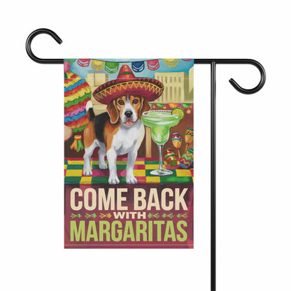 Printify Home Decor Beagle Hound Dog Garden Flag, Cinco de Mayo Fiesta, Margarita Drinking Decor