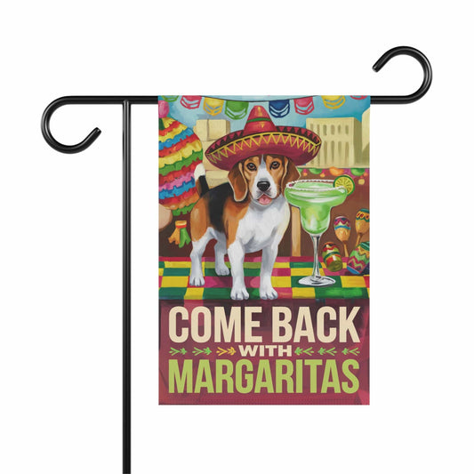 Printify Home Decor 12'' × 18'' Beagle Hound Dog Garden Flag, Cinco de Mayo Fiesta, Margarita Drinking Decor