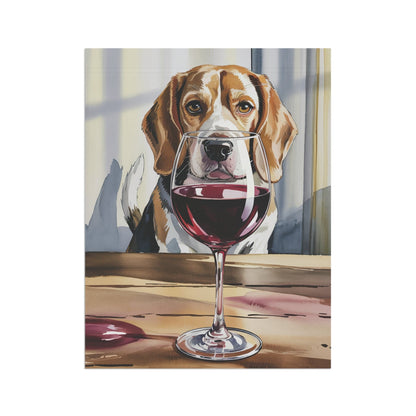 Printify Home Decor Beagle Hound Dog Wine Lover Garden Flag, Yard Decor, Dog Lover Outdoor Banner