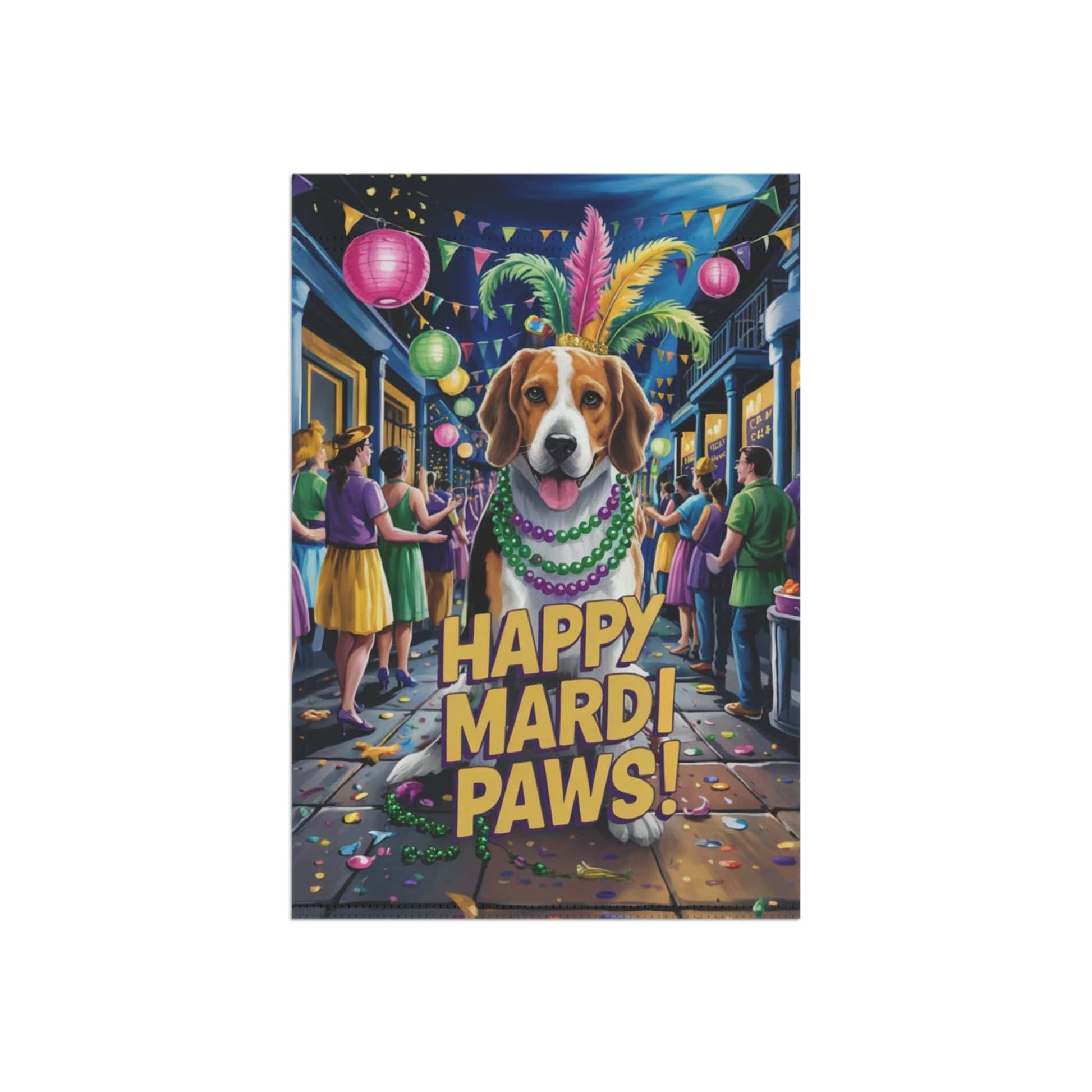 Printify Home Decor Beagle Mardi Gras Paws Yard Decor, Welcome Housewarming Dog Gift, Dog Mom Dad