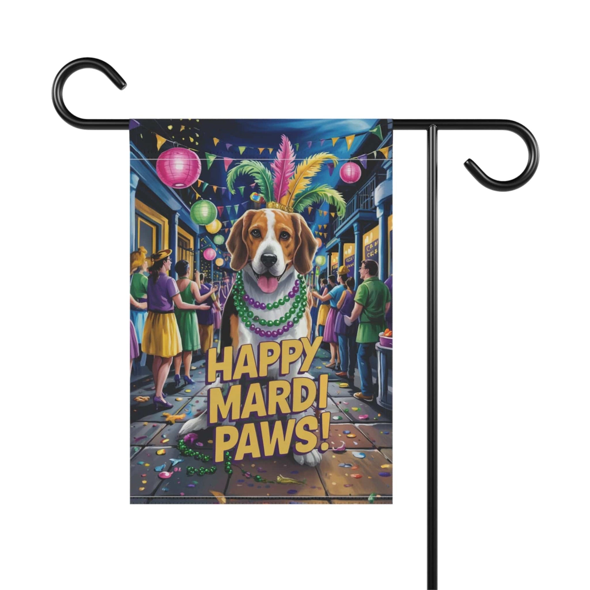 Printify Home Decor Beagle Mardi Gras Paws Yard Decor, Welcome Housewarming Dog Gift, Dog Mom Dad