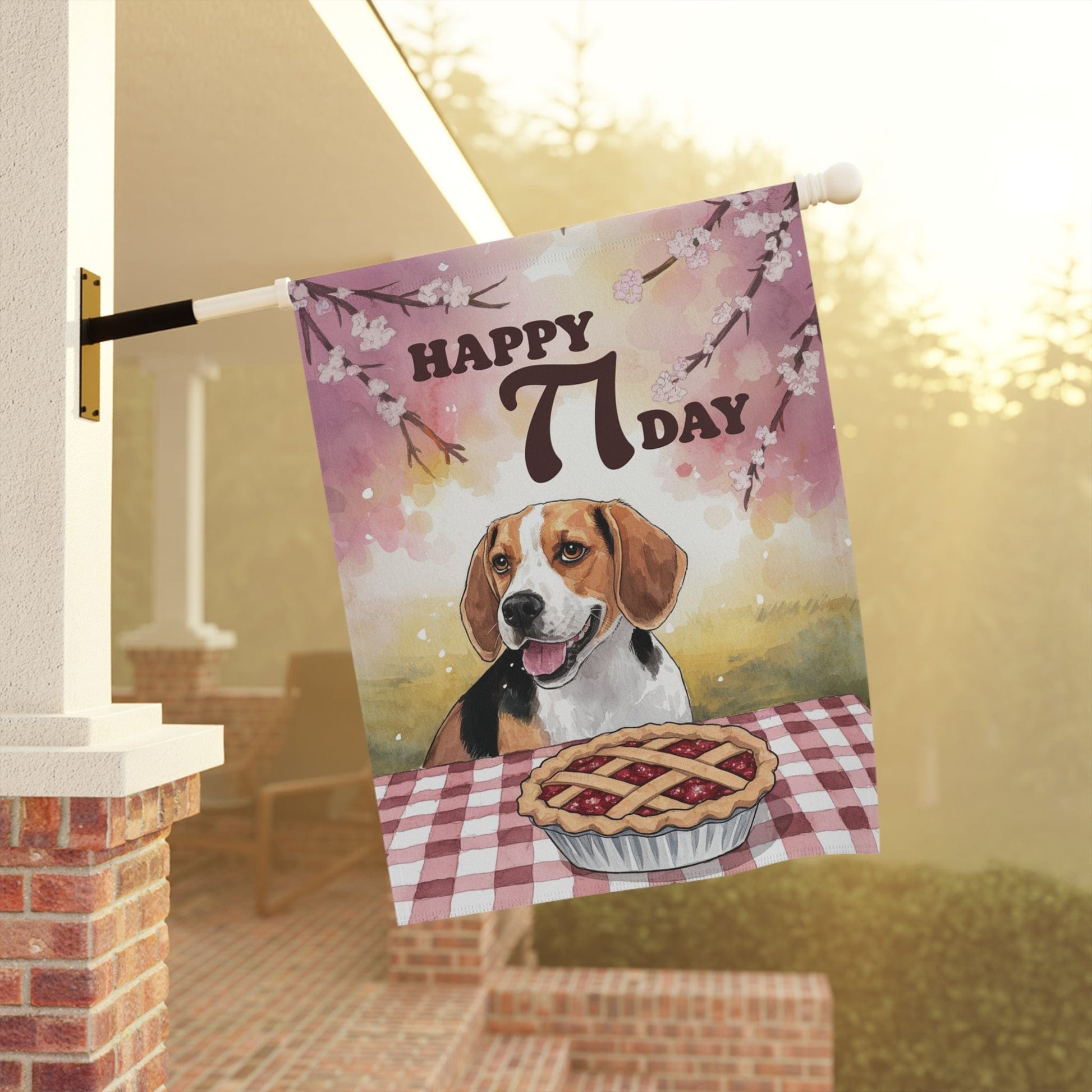 Printify Home Decor Beagle Pi Day Yard Flag, Valentines Day Home Decorative Garden, Funny Dog Lovers