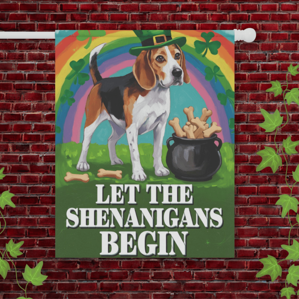 Printify Garden Flag 24.5'' × 32'' Beagle Saint Patricks Day Garden Flag