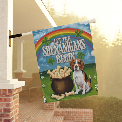 Printify Home Decor Beagle Saint Patricks Day Yard Flag, Home Decorative Garden, Funny Dog