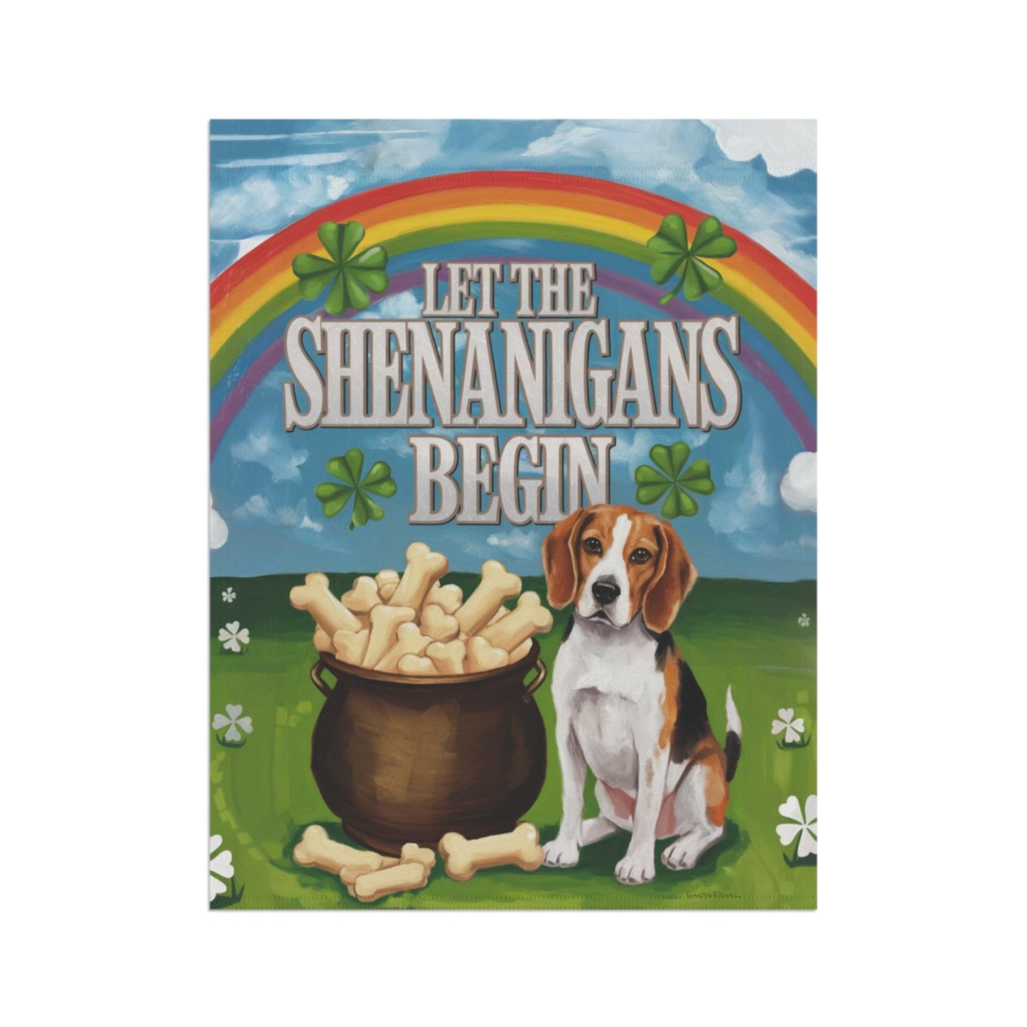 Printify Home Decor Beagle Saint Patricks Day Yard Flag, Home Decorative Garden, Funny Dog