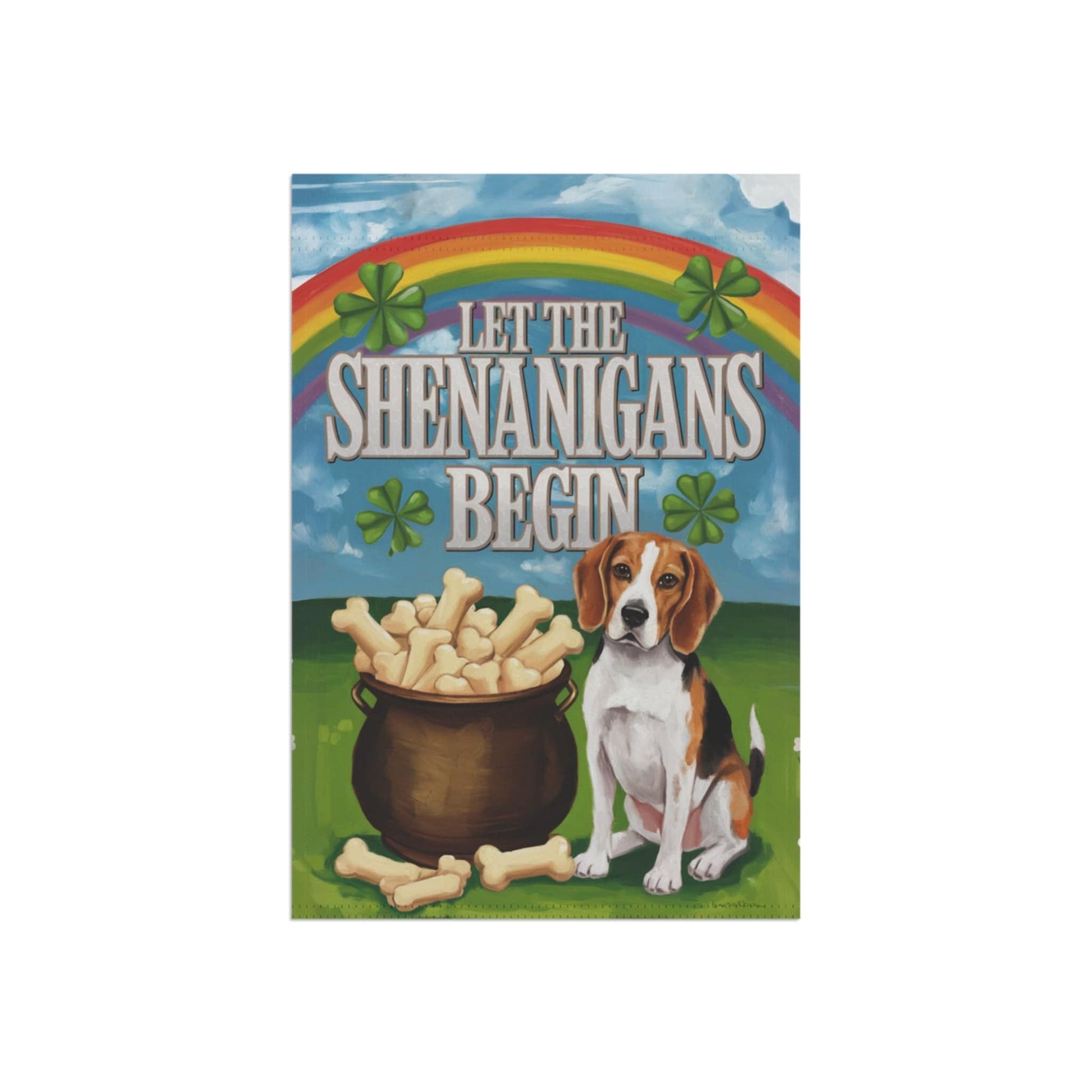 Printify Home Decor Beagle Saint Patricks Day Yard Flag, Home Decorative Garden, Funny Dog