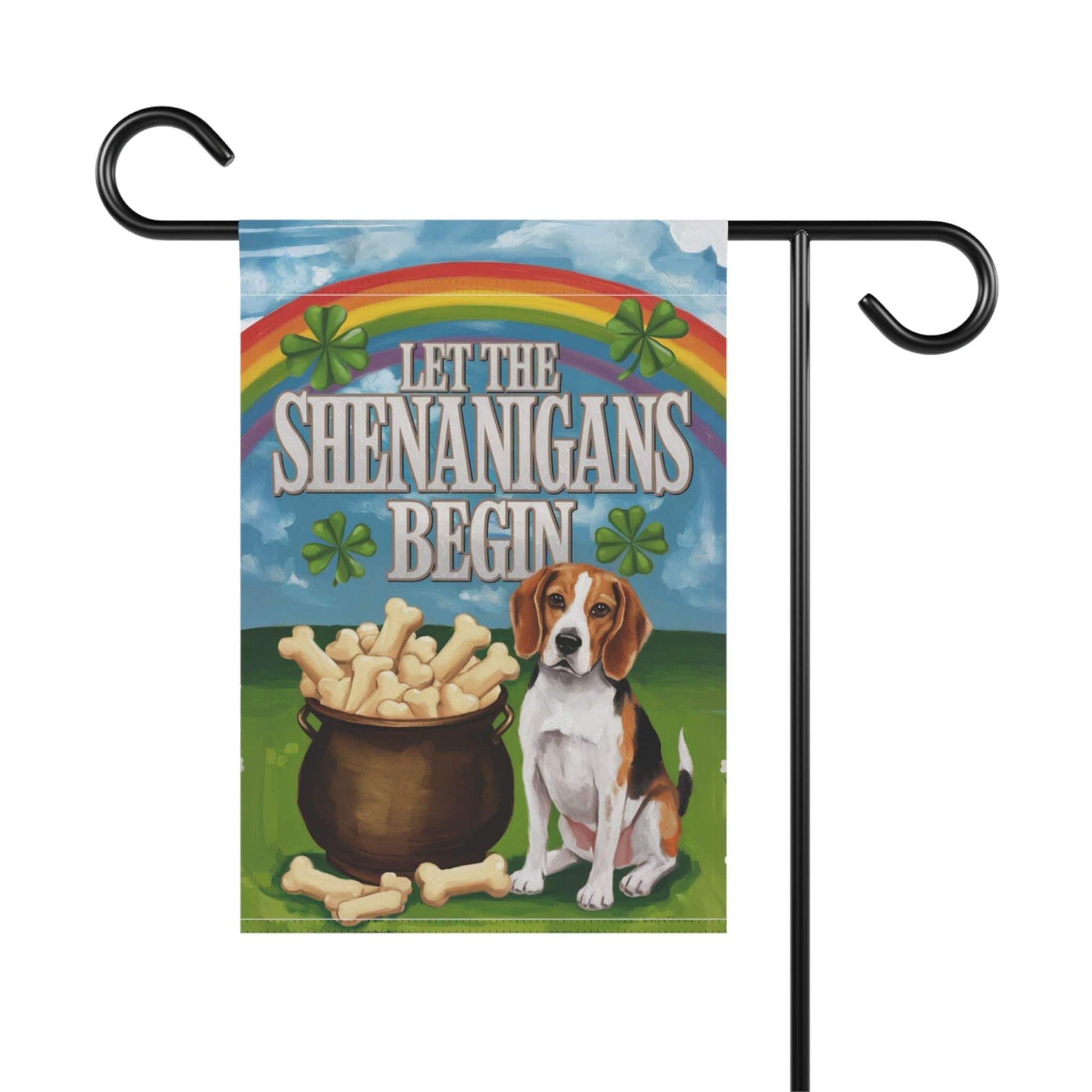Printify Home Decor Beagle Saint Patricks Day Yard Flag, Home Decorative Garden, Funny Dog