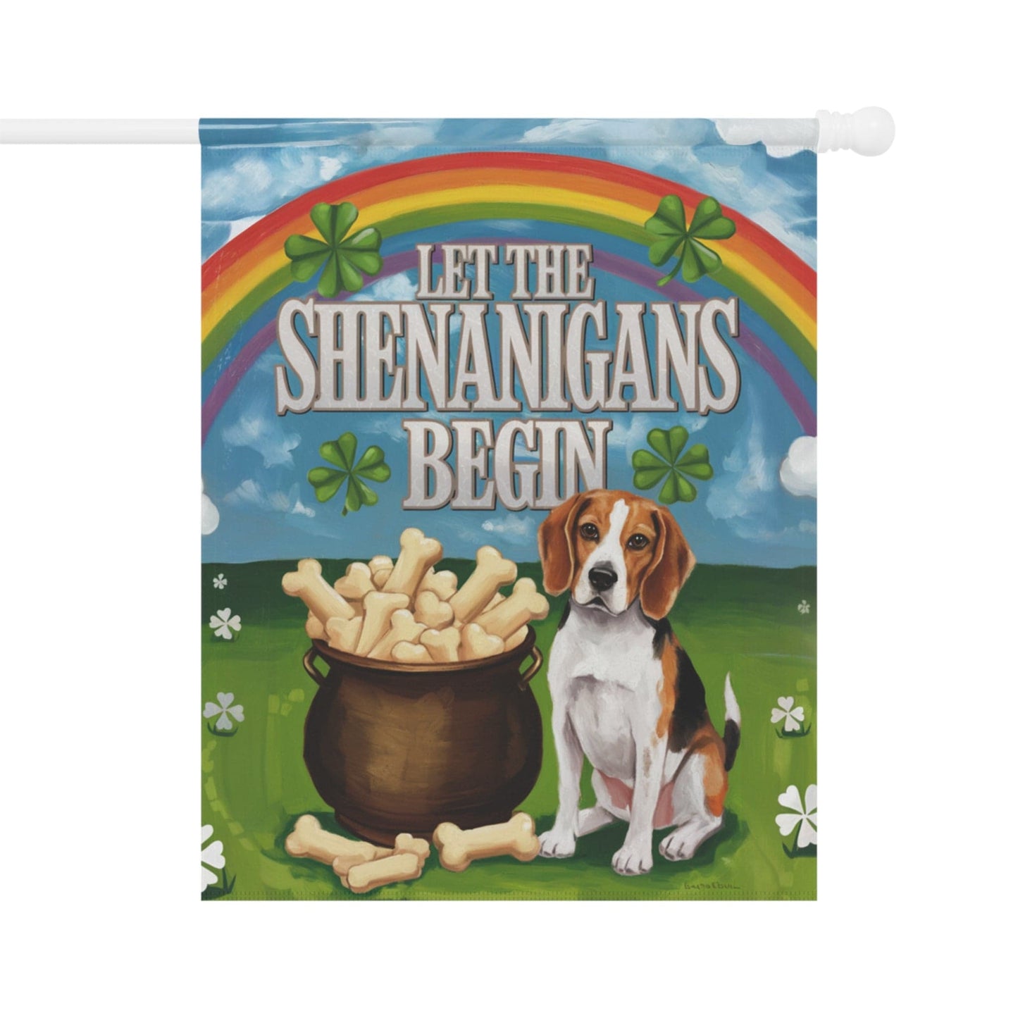 Printify Home Decor 24.5'' × 32'' Beagle Saint Patricks Day Yard Flag, Home Decorative Garden, Funny Dog