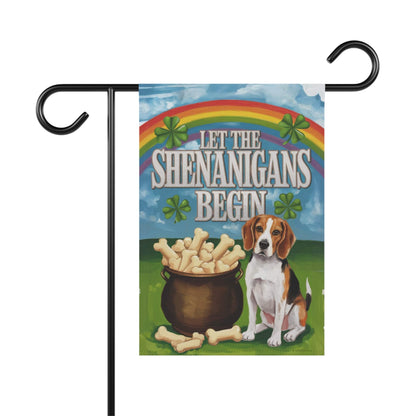 Printify Home Decor 12'' × 18'' Beagle Saint Patricks Day Yard Flag, Home Decorative Garden, Funny Dog