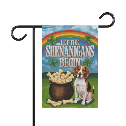 Printify Home Decor 12'' × 18'' Beagle Saint Patricks Day Yard Flag, Home Decorative Garden, Funny Dog