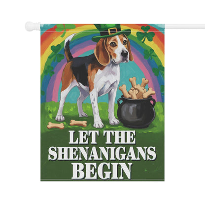 Printify Home Decor Beagle St Pattie's Day Garden Flag, Saint Patricks Day Funny Dog Lovers Yard Outside Decor