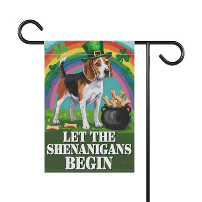 Printify Home Decor Beagle St Pattie's Day Garden Flag, Saint Patricks Day Funny Dog Lovers Yard Outside Decor
