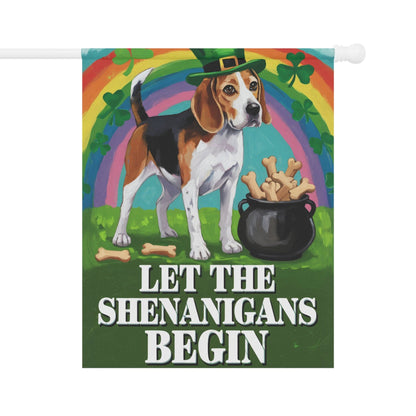 Printify Home Decor 24.5'' × 32'' Beagle St Pattie's Day Garden Flag, Saint Patricks Day Funny Dog Lovers Yard Outside Decor