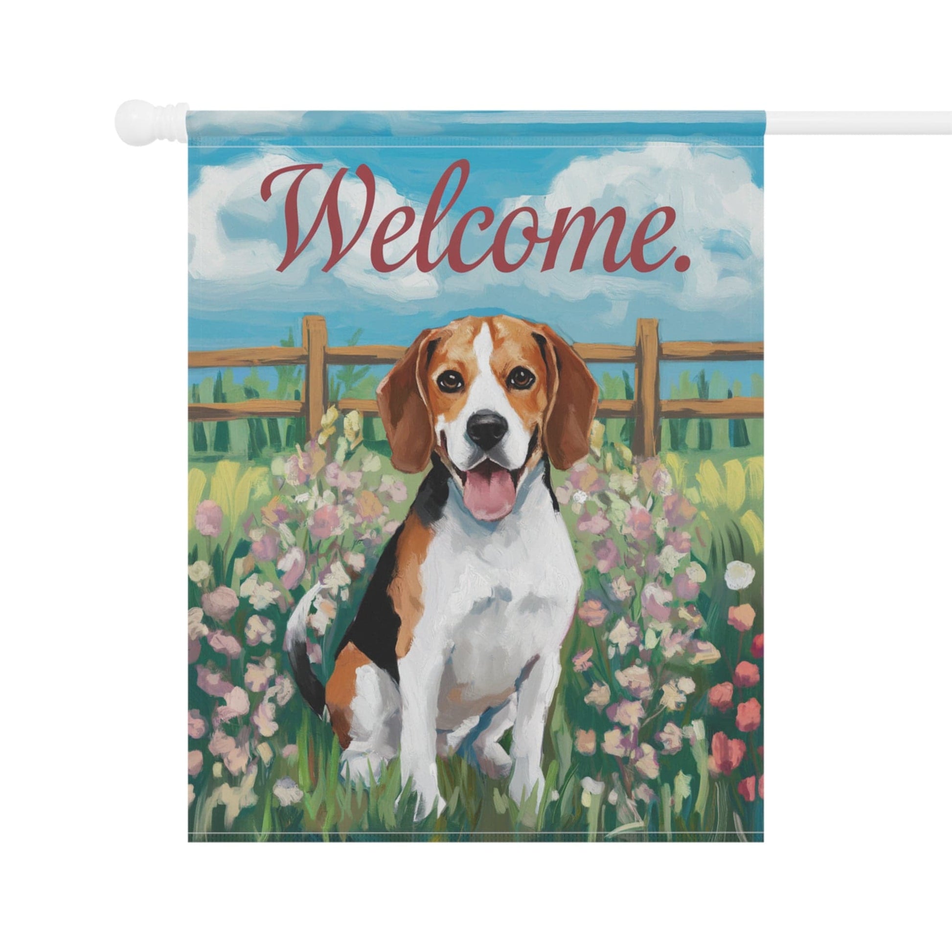 Printify Home Decor Beagle Welcome Yard Flag, Valentines Day Home Decorative Garden, Dog Lover