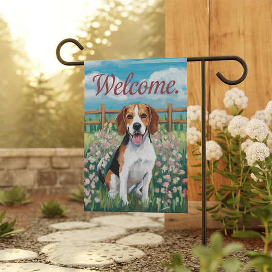 Printify Home Decor Beagle Welcome Yard Flag, Valentines Day Home Decorative Garden, Dog Lover