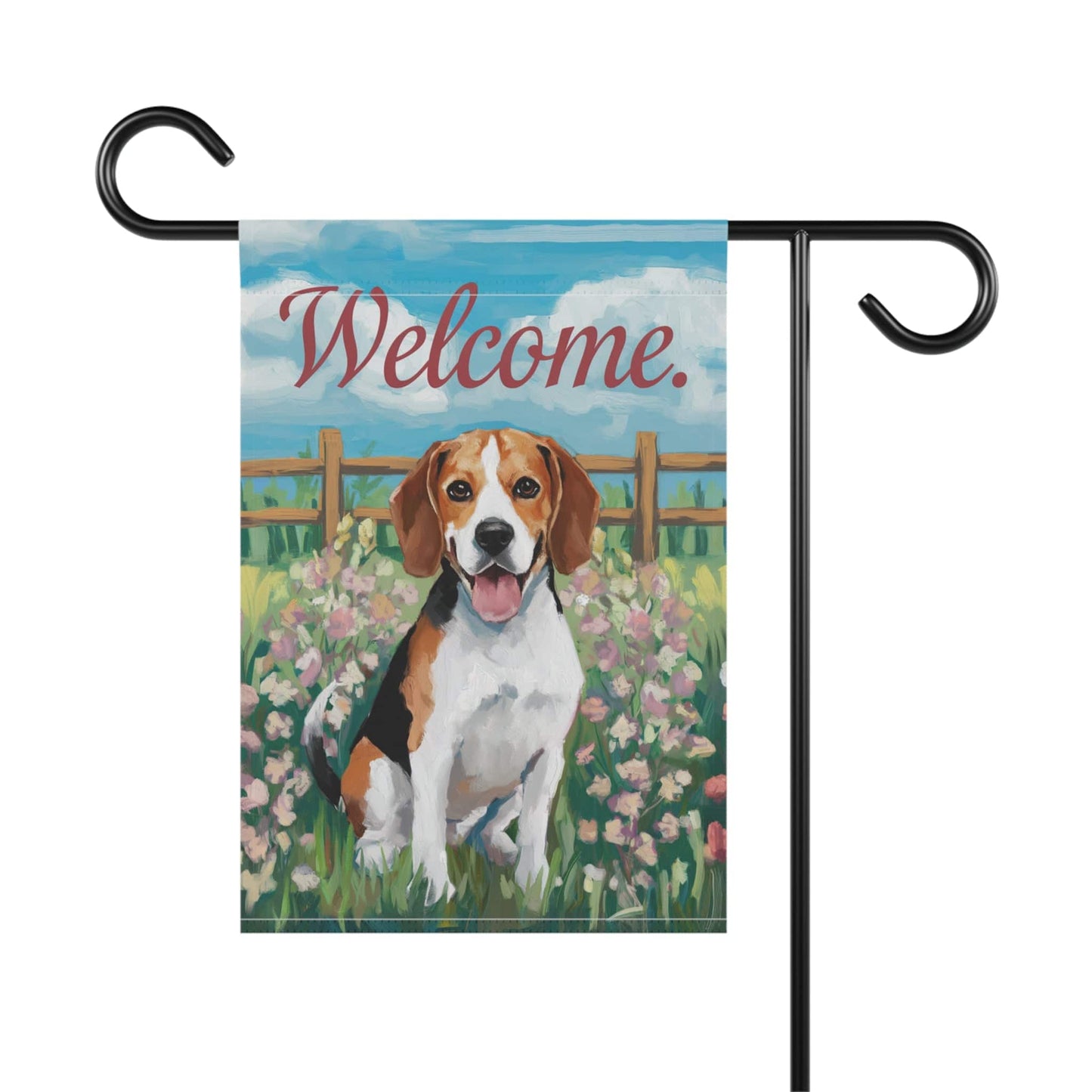 Printify Home Decor Beagle Welcome Yard Flag, Valentines Day Home Decorative Garden, Dog Lover