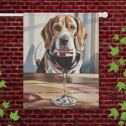 Printify Garden Flag 24.5'' × 32'' Beagle Wine Lover Garden Flag