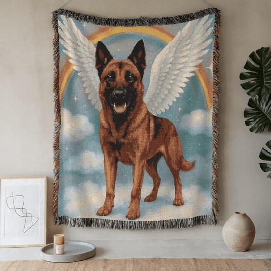 Printify Blanket 52'' × 37'' Belgian Malinois Angel Woven Blanket