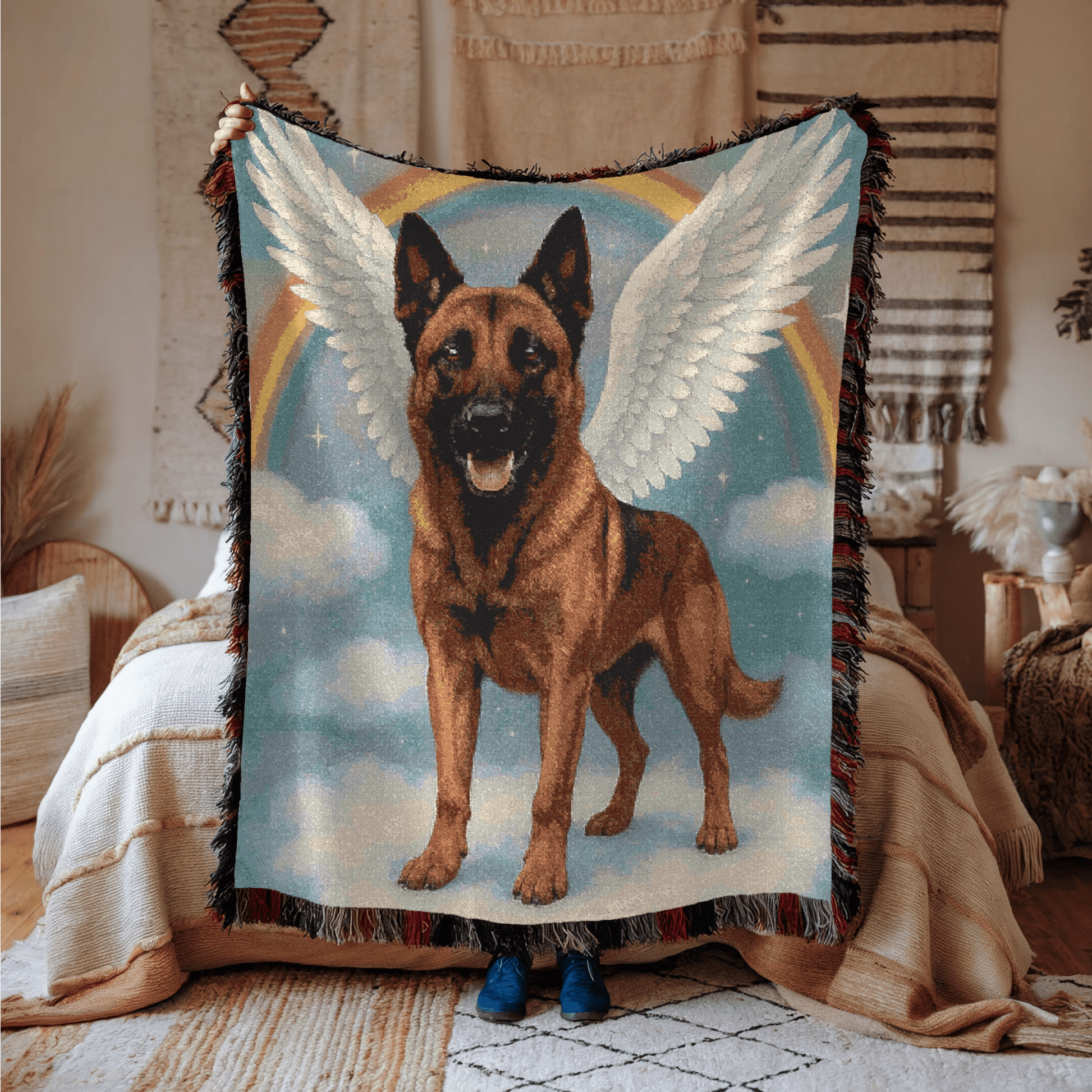 Printify Blanket Belgian Malinois Angel Woven Blanket