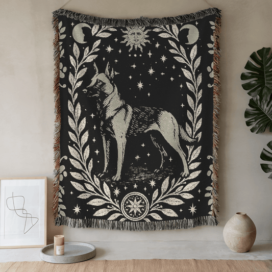 Printify Blanket 52'' × 37'' Belgian Malinois Celestial Woven Blanket