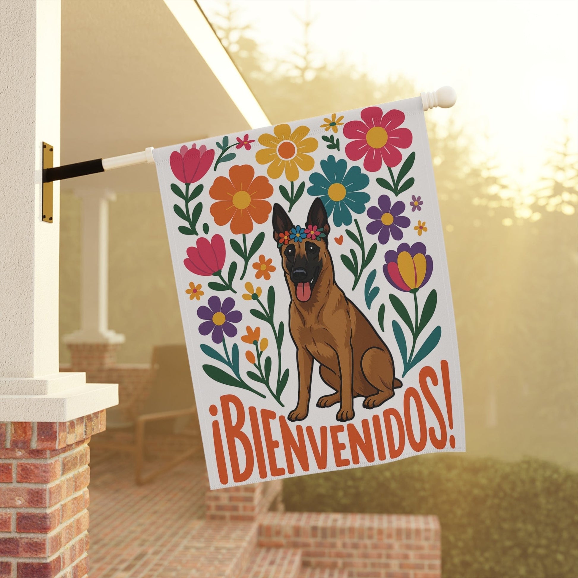 Printify Home Decor Belgian Malinois Dog Garden Flag, Spanish Front Yard Decor, Outdoor Spring Decoration