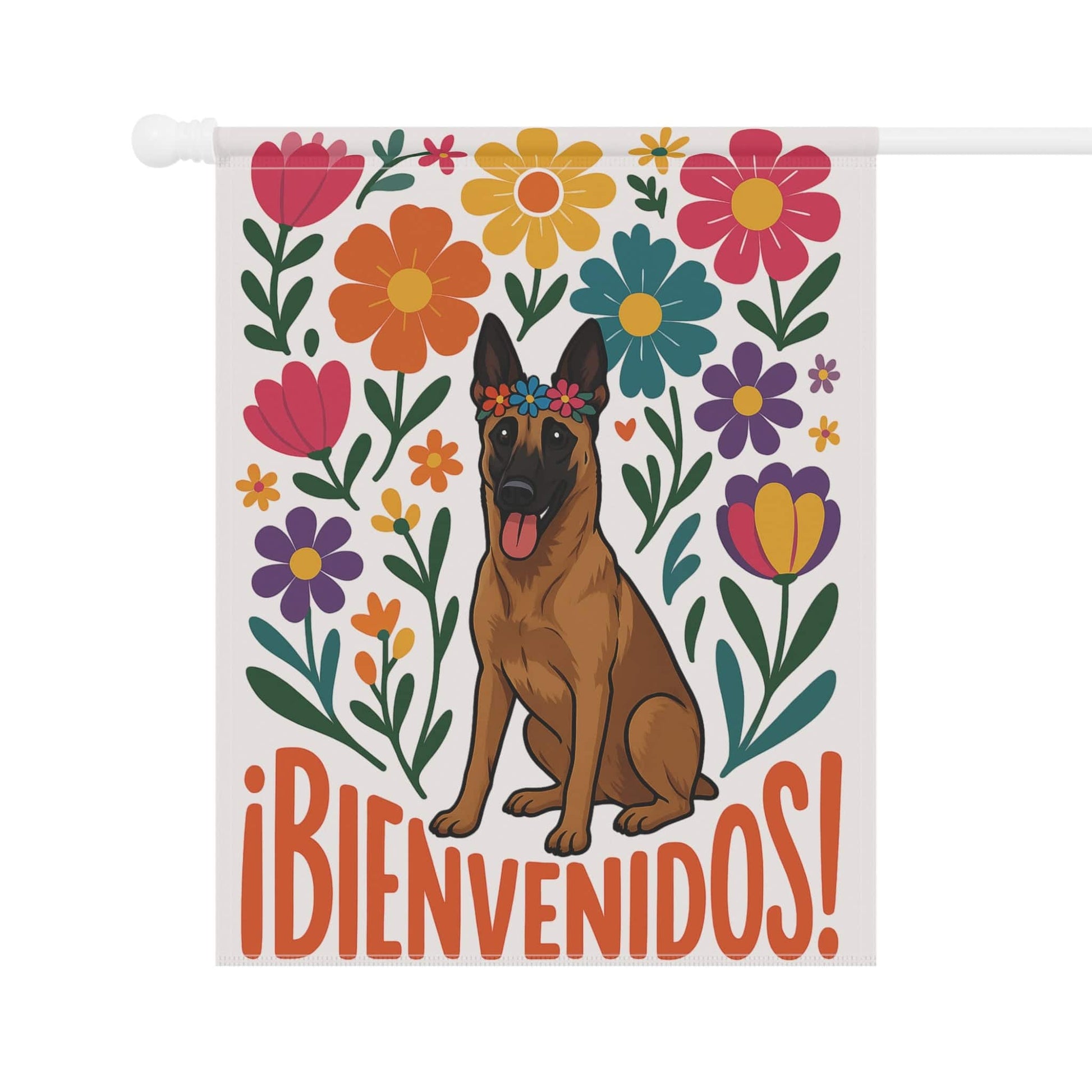 Printify Home Decor Belgian Malinois Dog Garden Flag, Spanish Front Yard Decor, Outdoor Spring Decoration
